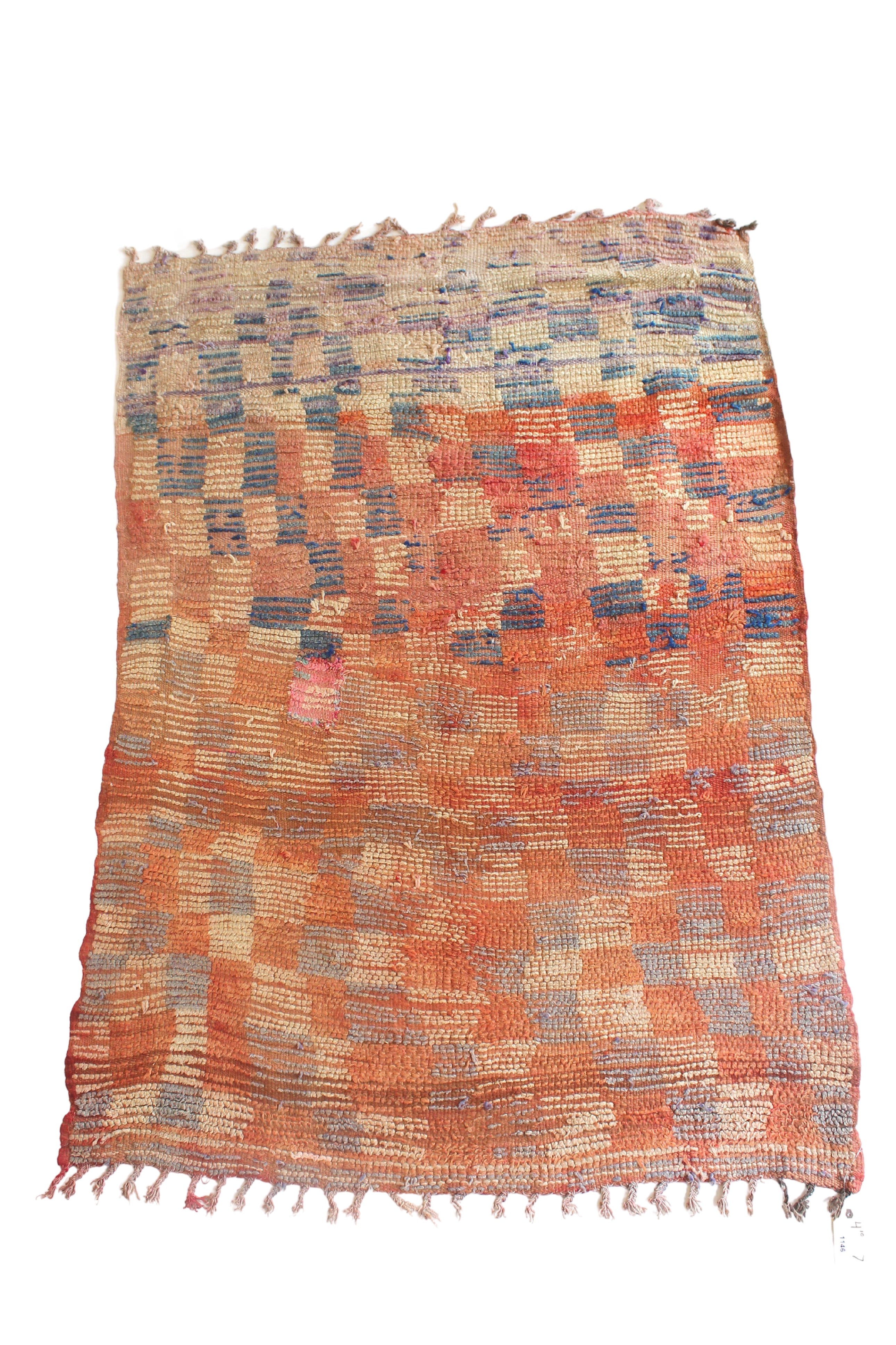 1146 Boujad with Taupe/Red/Blue Squares Pattern - 4'10" x 7'