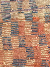 Load image into Gallery viewer, Boujad with Taupe/Red/Blue Squares Pattern - 4&#39;10&quot; x 7&#39;