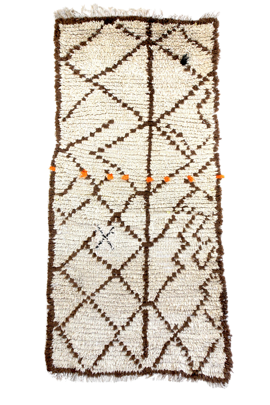 HighAtlas with cream brown diamonds/zig-zags w orange dots Pattern