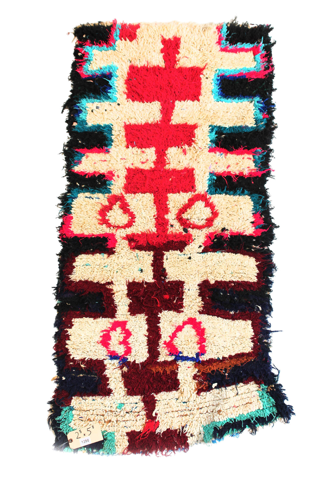 1396 HighAtlas with Taupe/Pink/Black/Blue Rectangles and Circles Pattern