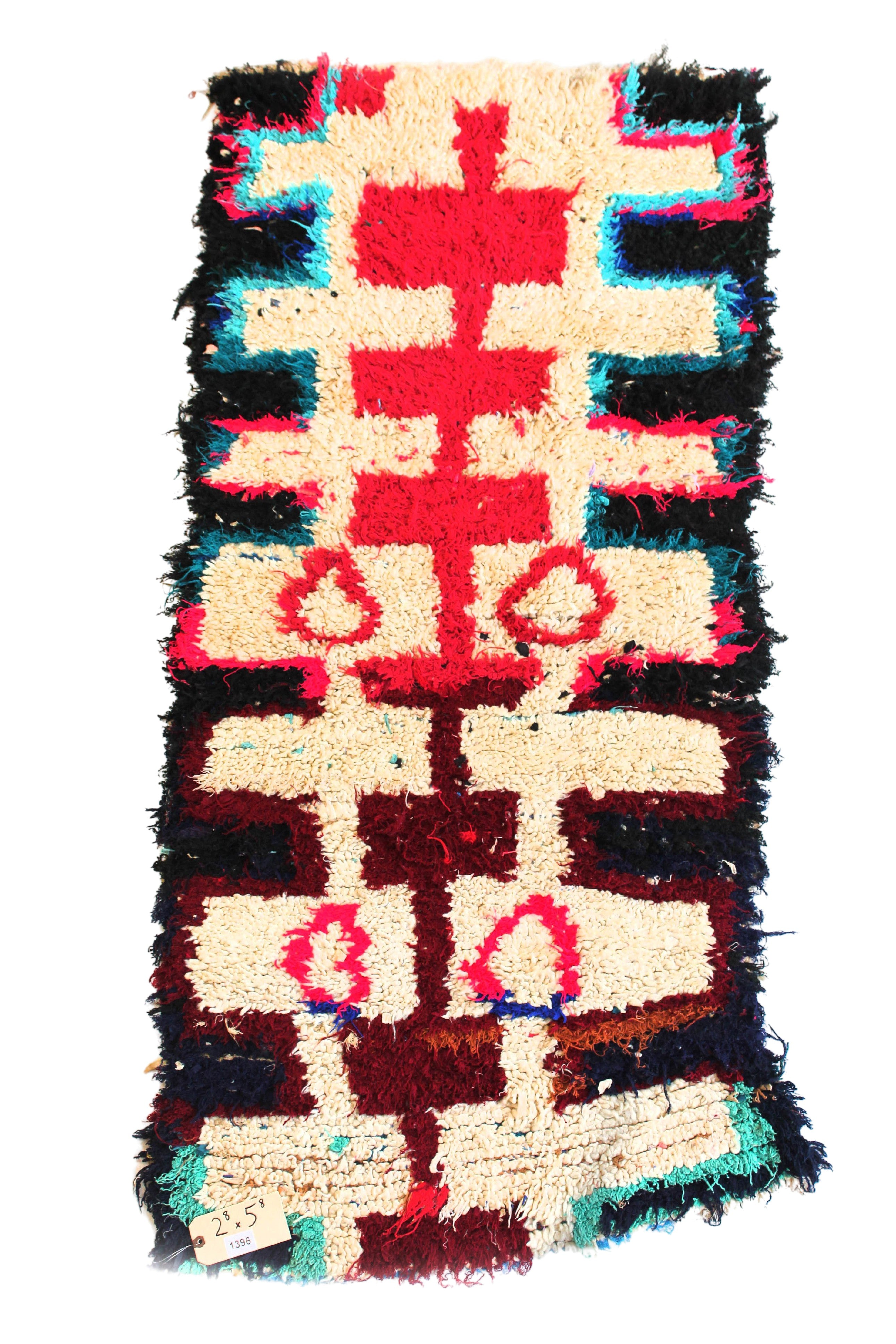 1396 HighAtlas with Taupe/Pink/Black/Blue Rectangles and Circles Pattern