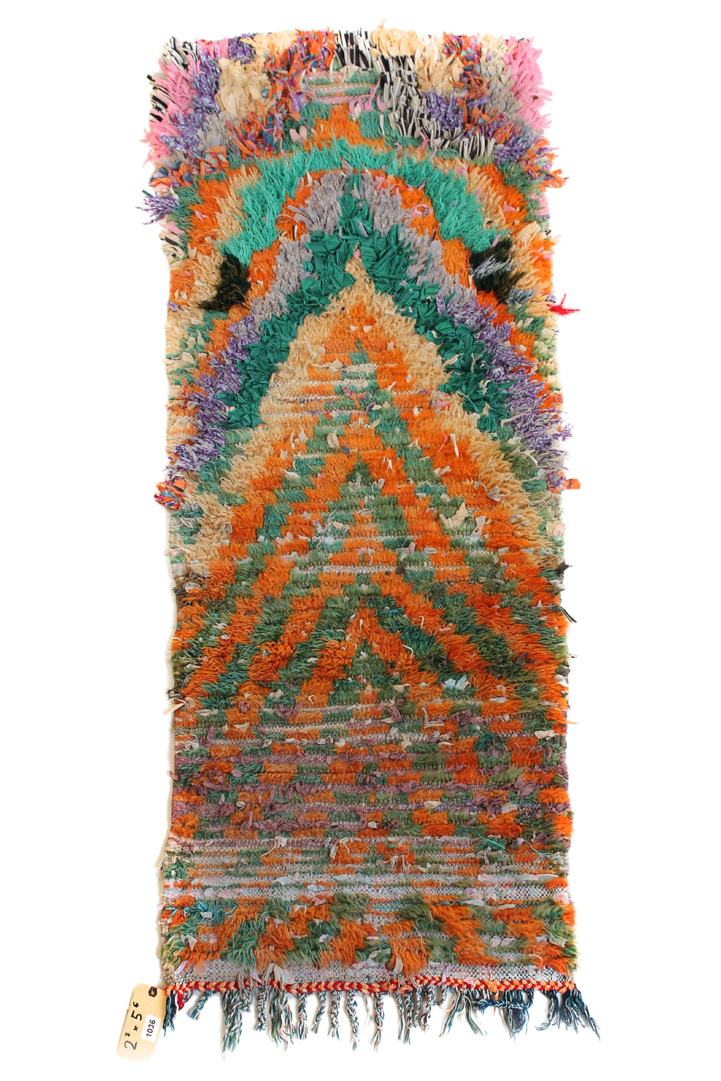 1036 Moulouya with green/orange V pattern w multi-color frills Pattern (P17)