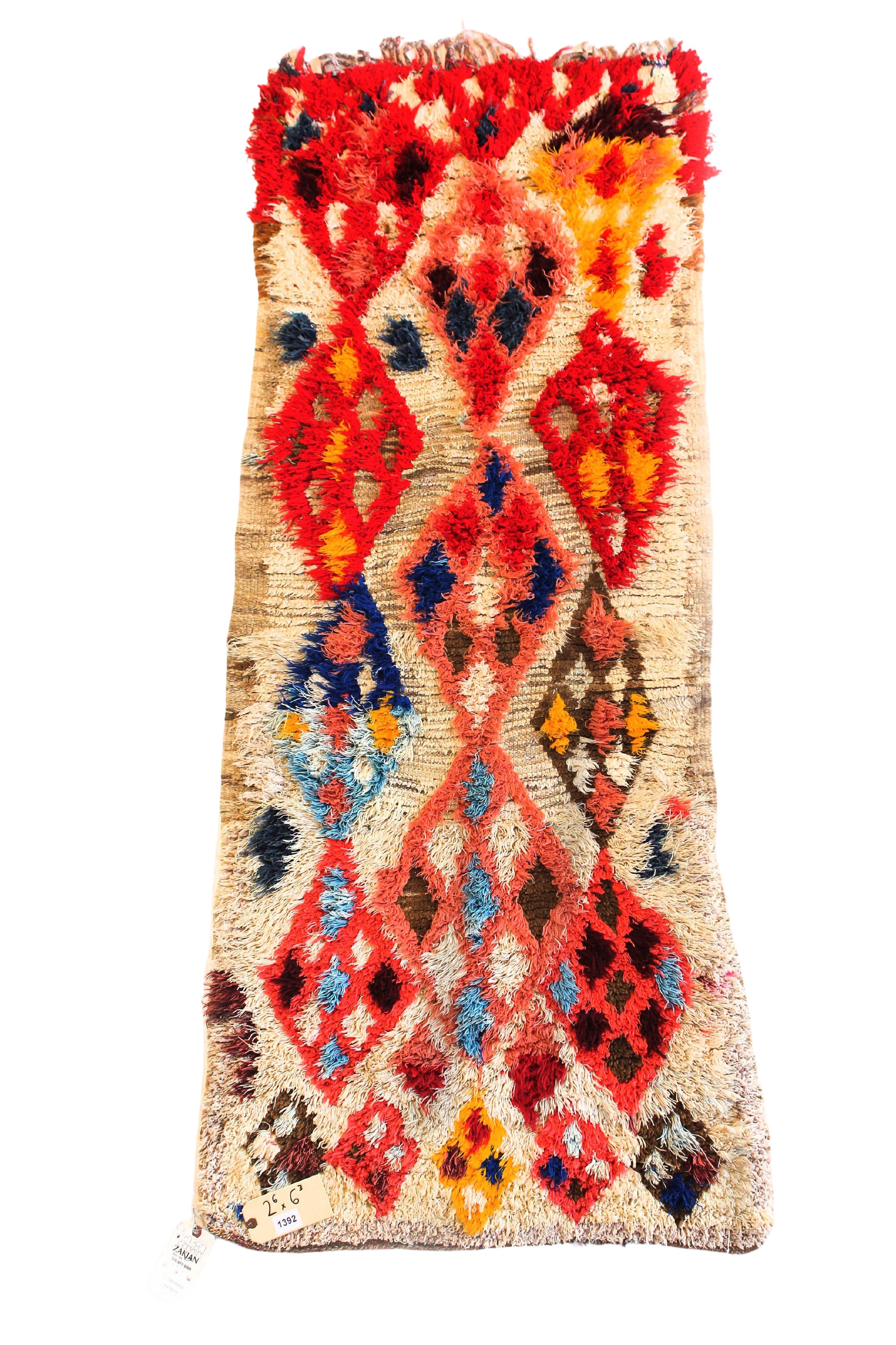 1392 HighAtlas with Taupe/Red/Blue/Pink/Yellow Diamonds Pattern