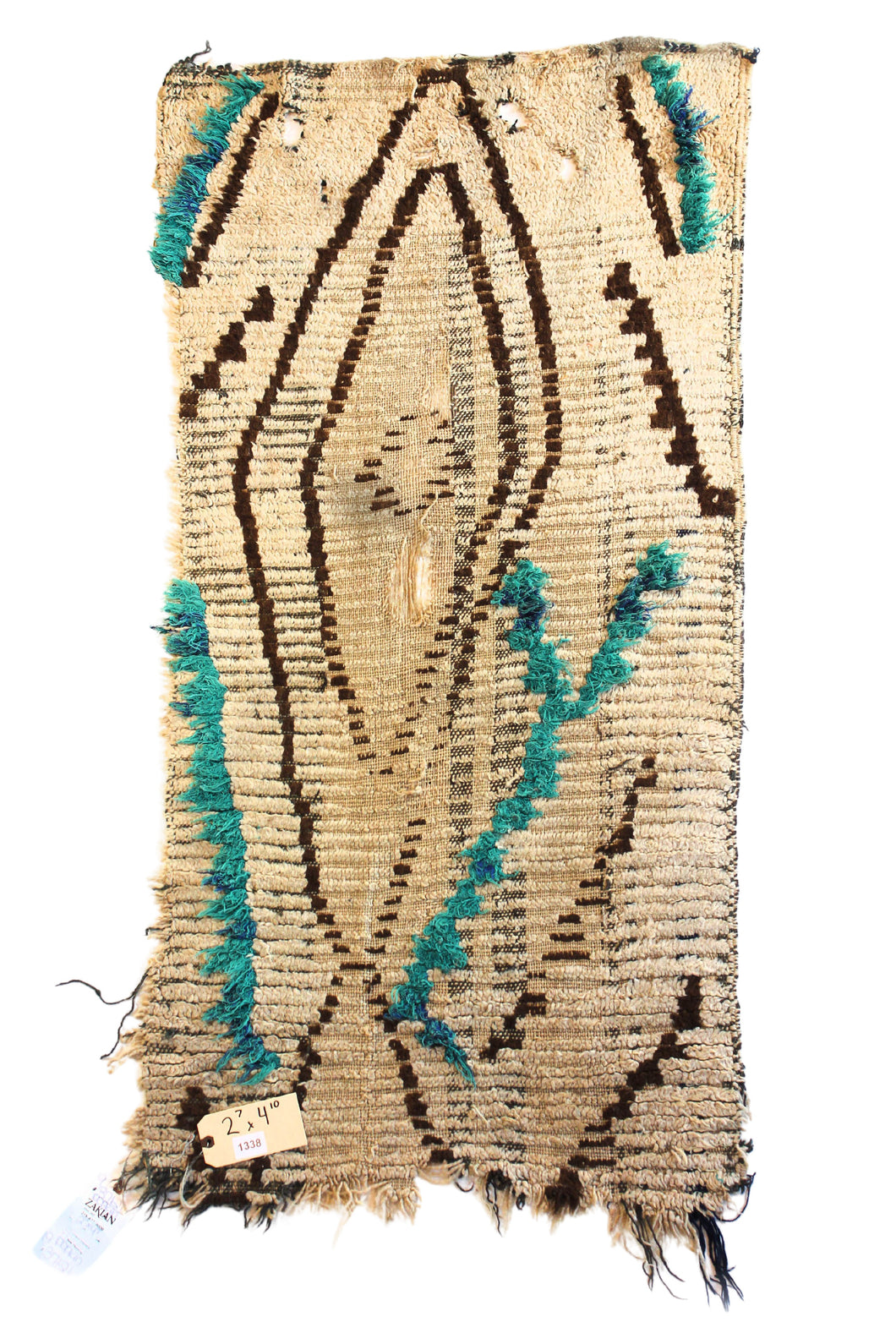 1338 Moulouya with Taupe/Brown/Turquoise Diamonds and Other Lines Pattern